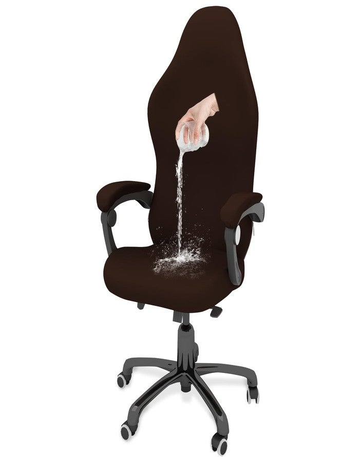 GOWT Gaming Chair Covers Slipcovers Office Desk Chair Cover Waterproof with Armrest Covers,Stretchable Computer Chair Cover Stretch Ergonomic Rotating Game Chair Non Slip, Dark Brown - Image 1